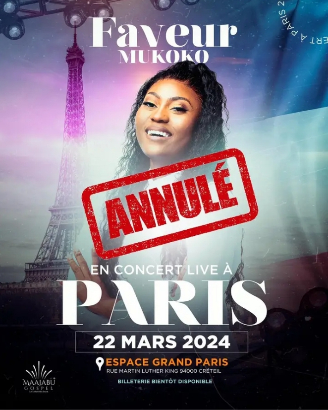 Culture : Le concert de la sœur Faveur Mukoko à Paris reporté à une date ultérieure 